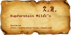 Kupferstein Milán névjegykártya