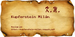 Kupferstein Milán névjegykártya